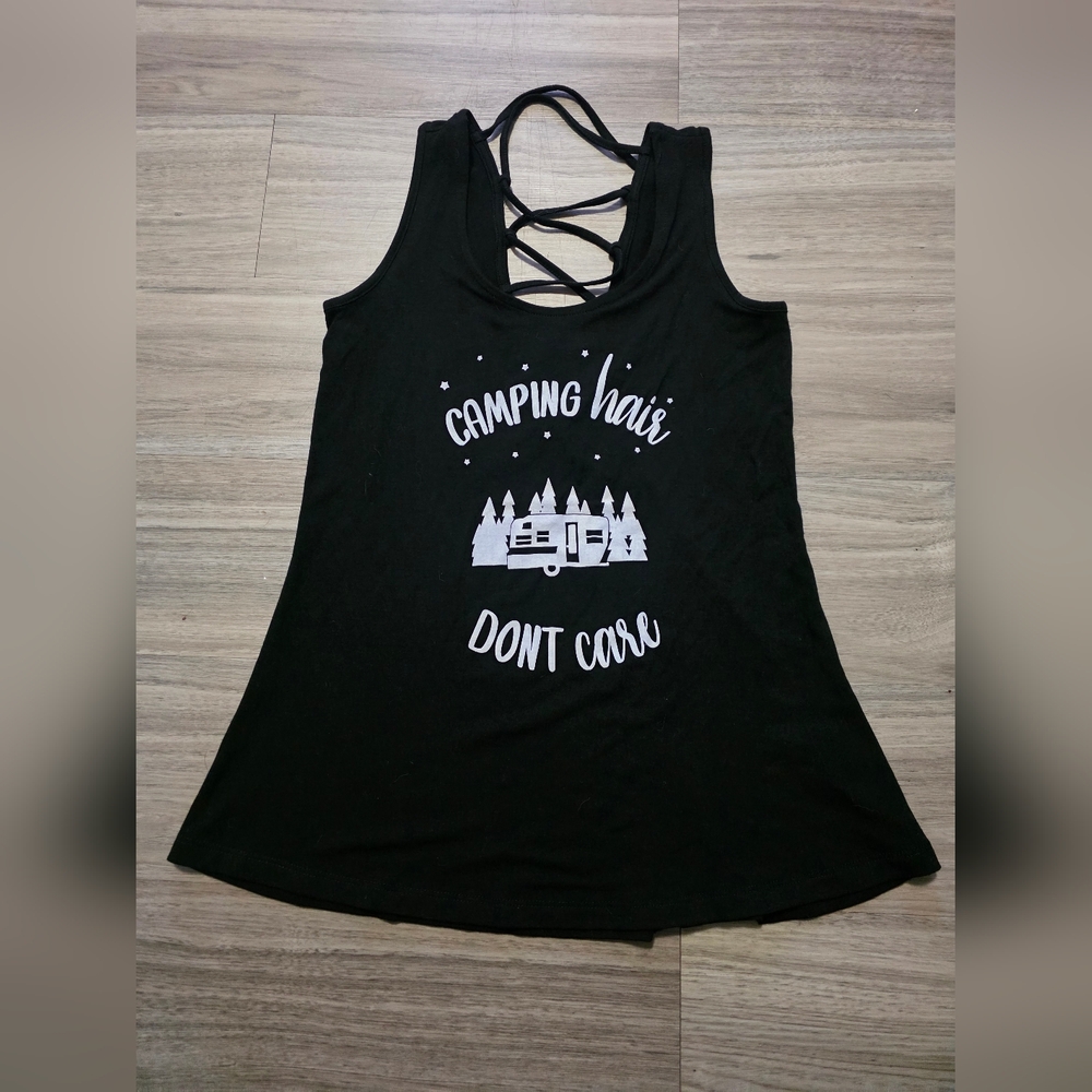 Warehouse Black Camping Hair Tank Top